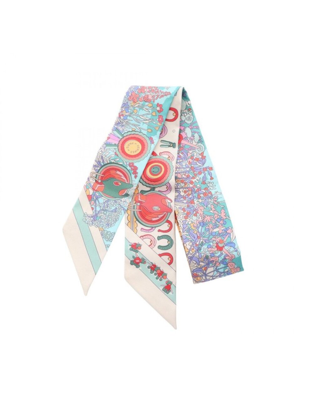Hermes Scarf Twilly Pony Pit Stop Ribbon Silk